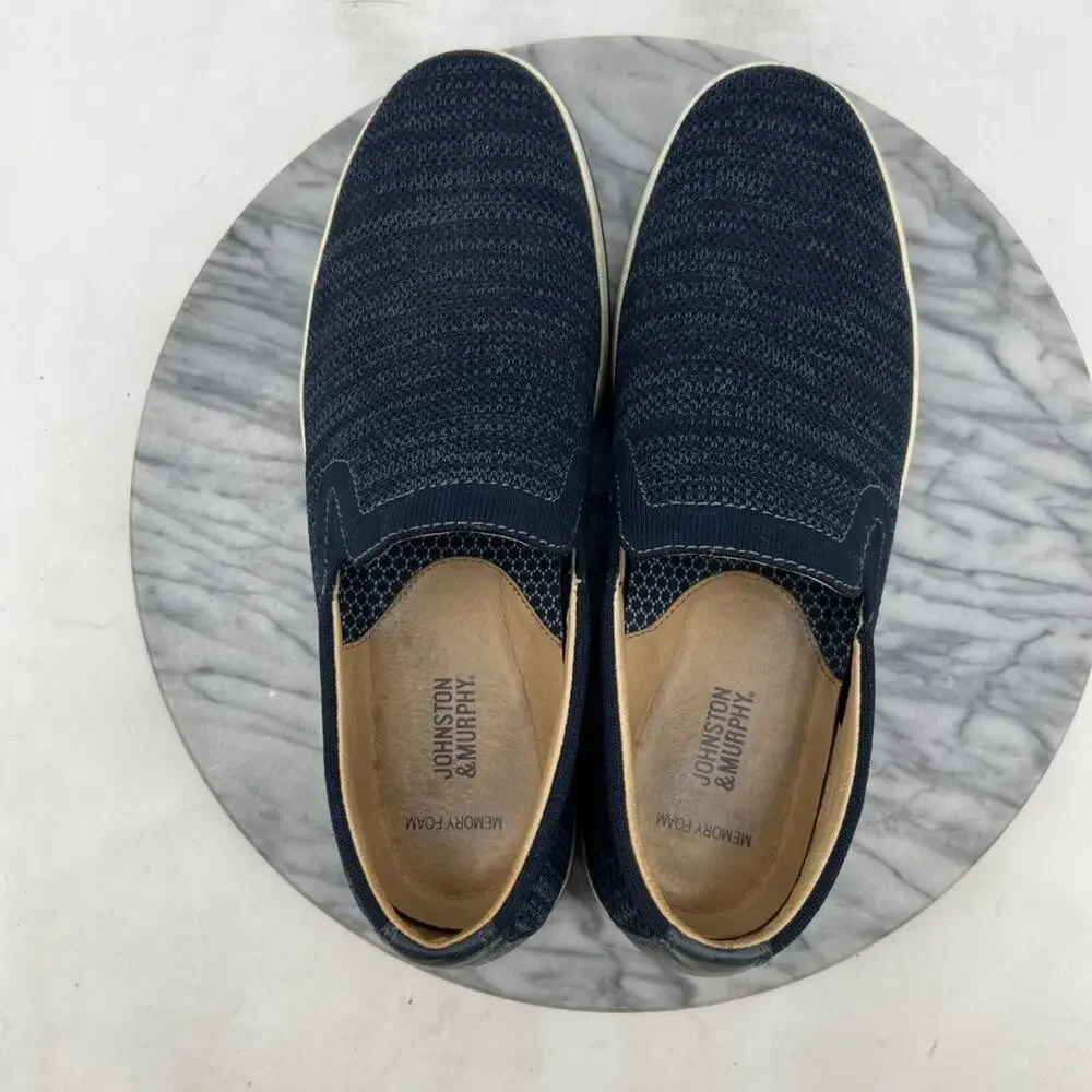 Johnston & Murphy Mens 9 Shoes Navy Trenton Knit Slip On Walking Comfort 25-3637